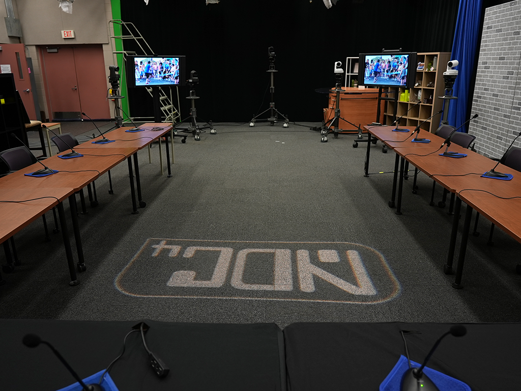 Town Square Television studio set up for a meeting