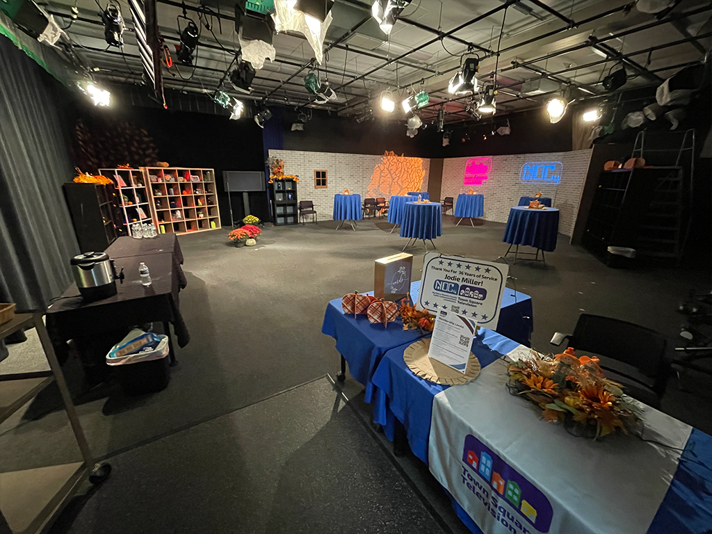 Town Square Television studio set up for a reception