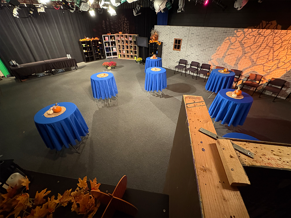 Town Square Television studio set up for a reception